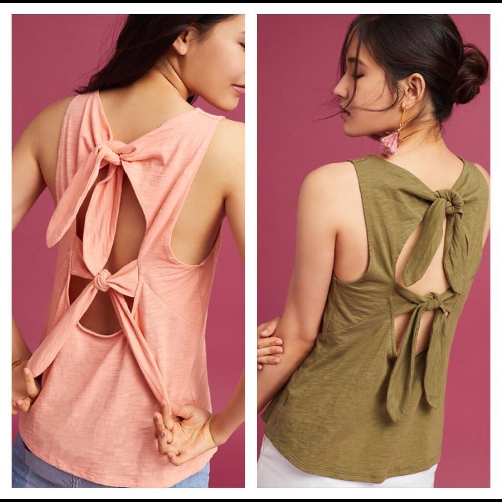 Anthropologie Bow Back Tank in Olive